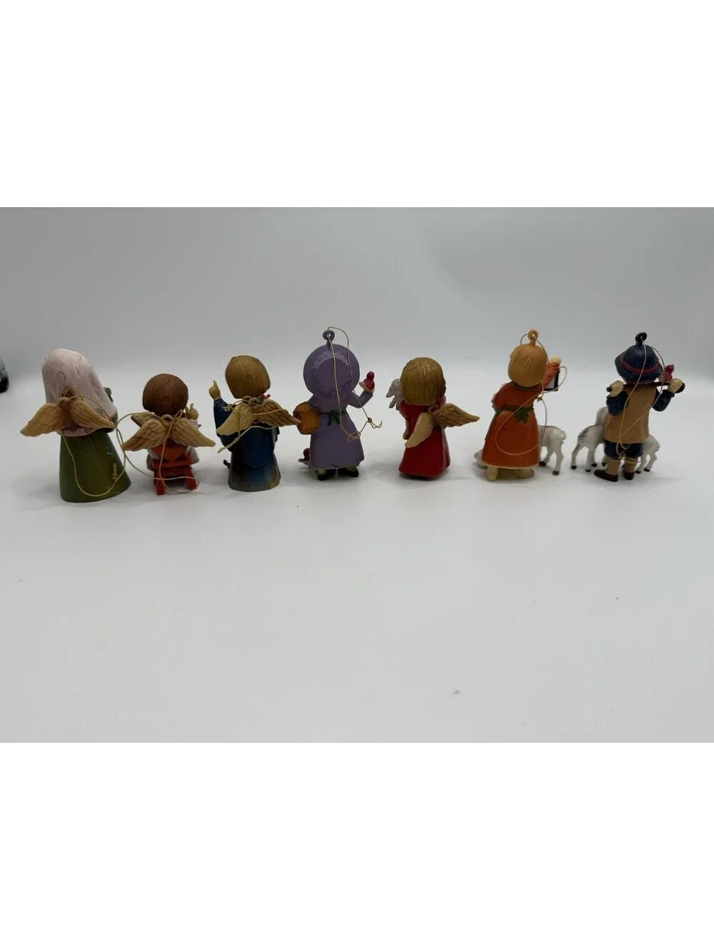 Vintage 1960s Little Angels Christmas Ornaments Bunnies Sheep Bird Set Of 7